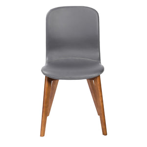 Mai Leatherette Dining Chair Set of 2 Tapered Walnut Legs Cross Stitched Modern Style
