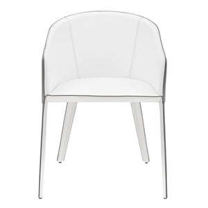 EE Test Vendor Pallas Armchair Upholstered Leather with Powder Coated Steel Frame for Modern Lounge Seating White EETEST-38884-WHT