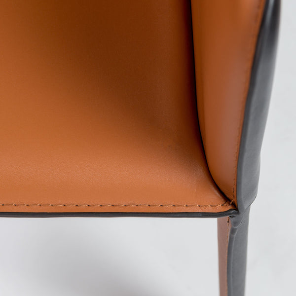 Pallas Armchair Upholstered Leather with Powder Coated Steel Frame for Modern Lounge Seating