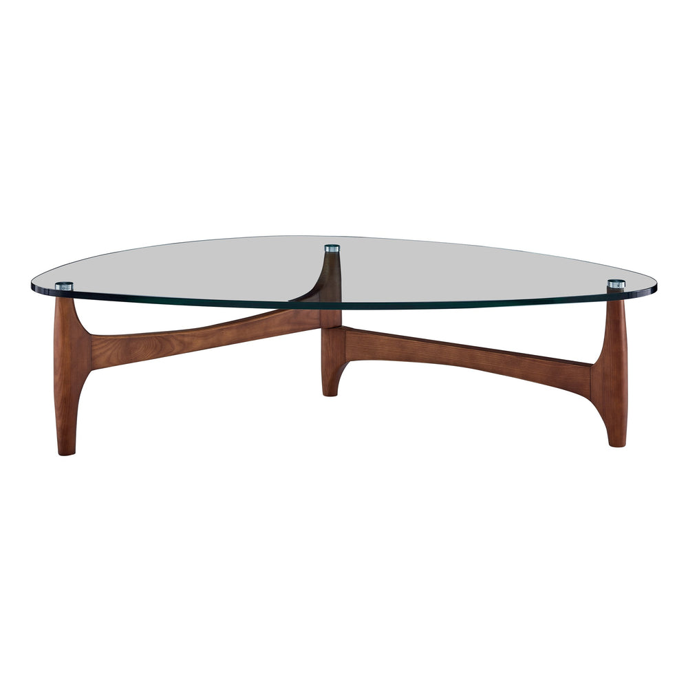 EE Test Vendor Ledell Modern Coffee Table with Clear Glass Top and Warm Walnut Wood Base EETEST-38960CLR-KIT