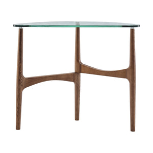 Ledell Modern Console Table with Clear Glass Top and Solid Ash Walnut Wood Base