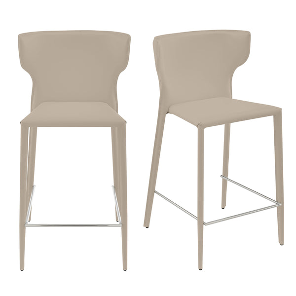 EE Test Vendor Divinia Upholstered Counter Stools with Steel Frame for Kitchen or Dining Room Set of 2 Taupe EETEST-38975-LTGRY