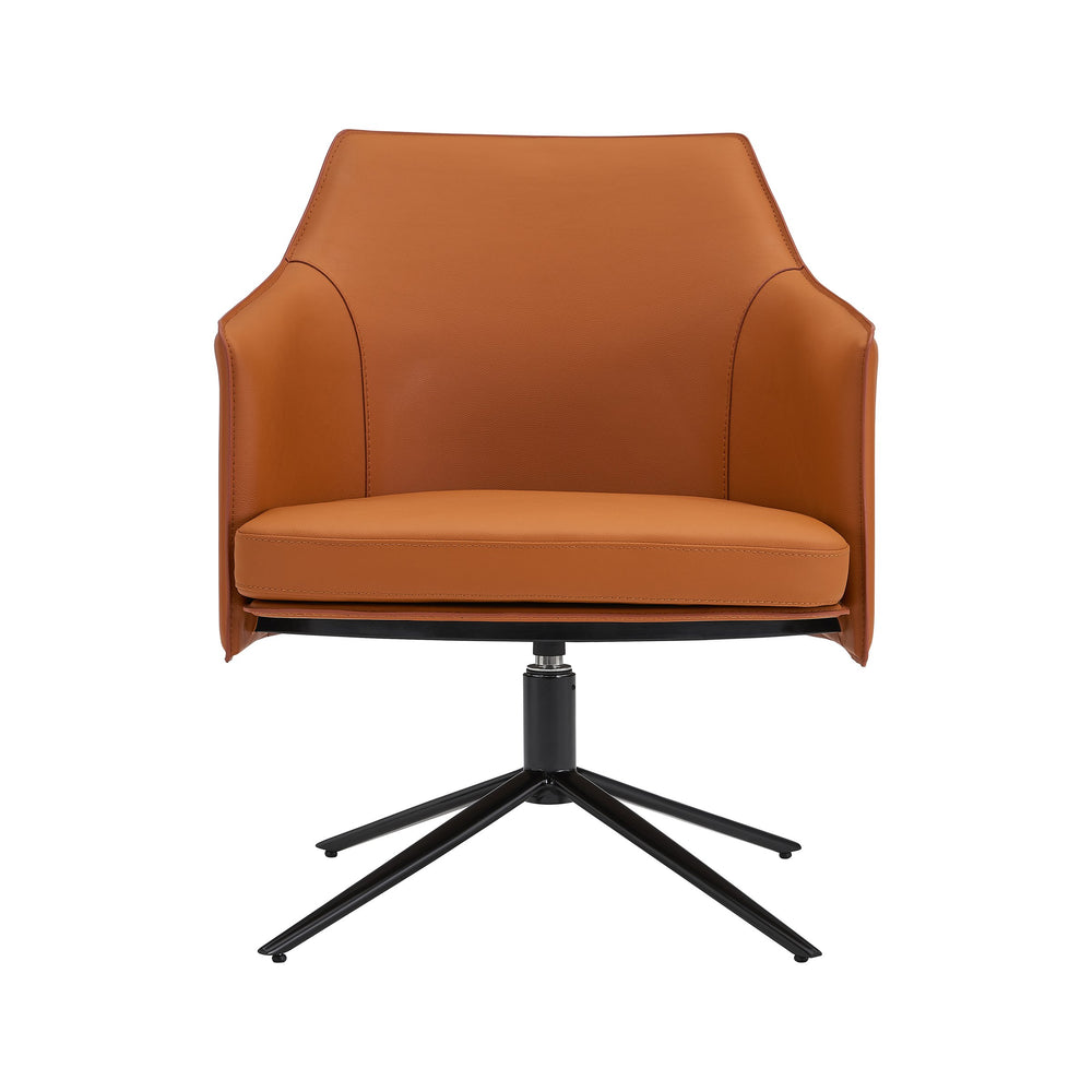 EE Test Vendor Signa Swivel Accent Chair Regenerated Leather Auto-return Steel Base Modern Lounge Seating Caramel EETEST-38988COG