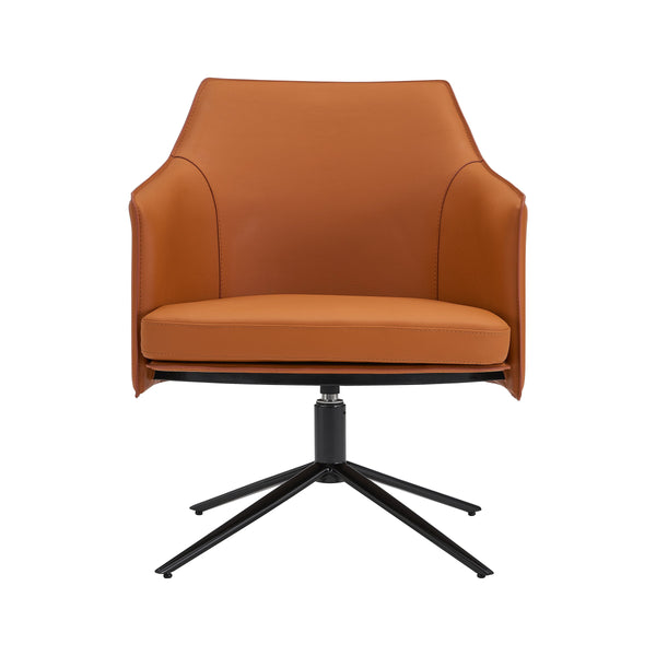 EE Test Vendor Signa Swivel Accent Chair Regenerated Leather Auto-return Steel Base Modern Lounge Seating Caramel EETEST-38988COG