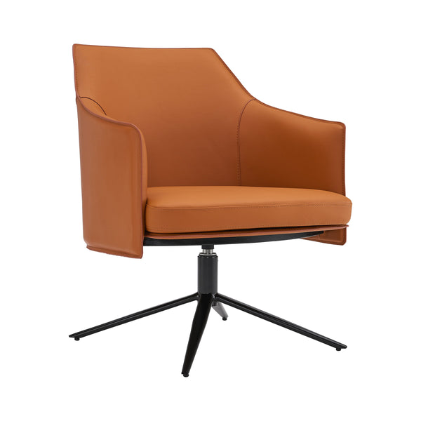 Signa Swivel Accent Chair Regenerated Leather Auto-return Steel Base Modern Lounge Seating