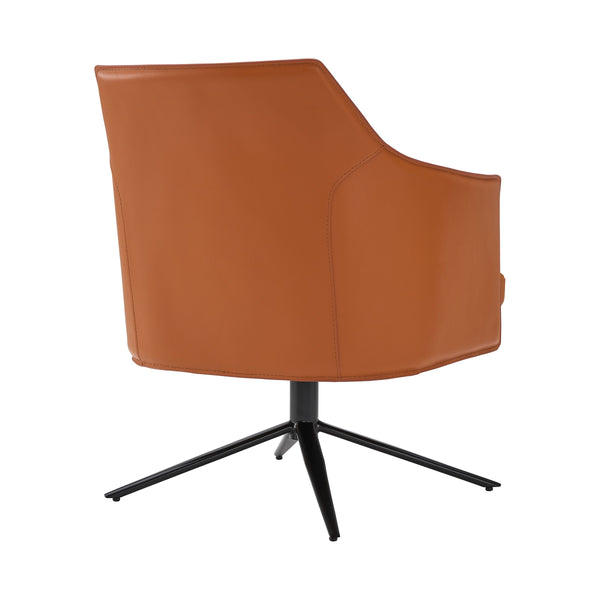 Signa Swivel Accent Chair Regenerated Leather Auto-return Steel Base Modern Lounge Seating