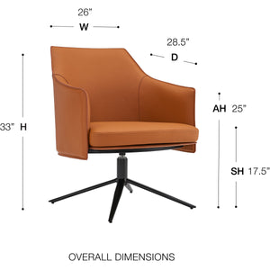 Signa Swivel Accent Chair Regenerated Leather Auto-return Steel Base Modern Lounge Seating