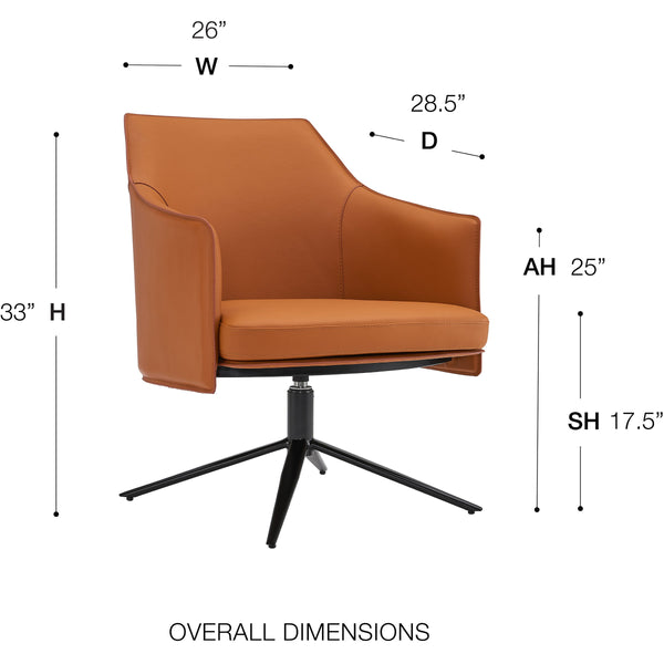 Signa Swivel Accent Chair Regenerated Leather Auto-return Steel Base Modern Lounge Seating