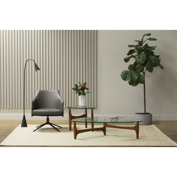 Signa Swivel Accent Chair Regenerated Leather Auto-return Steel Base Modern Lounge Seating