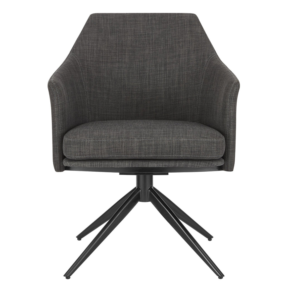 EE Test Vendor Signa Swivel Accent Chair Scandinavian Hygge Style Auto-return Steel Base for Modern Living Room Charcoal Fabric EETEST-38998-CHAR