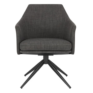 EE Test Vendor Signa Swivel Accent Chair Scandinavian Hygge Style Auto-return Steel Base for Modern Living Room Charcoal Fabric EETEST-38998-CHAR