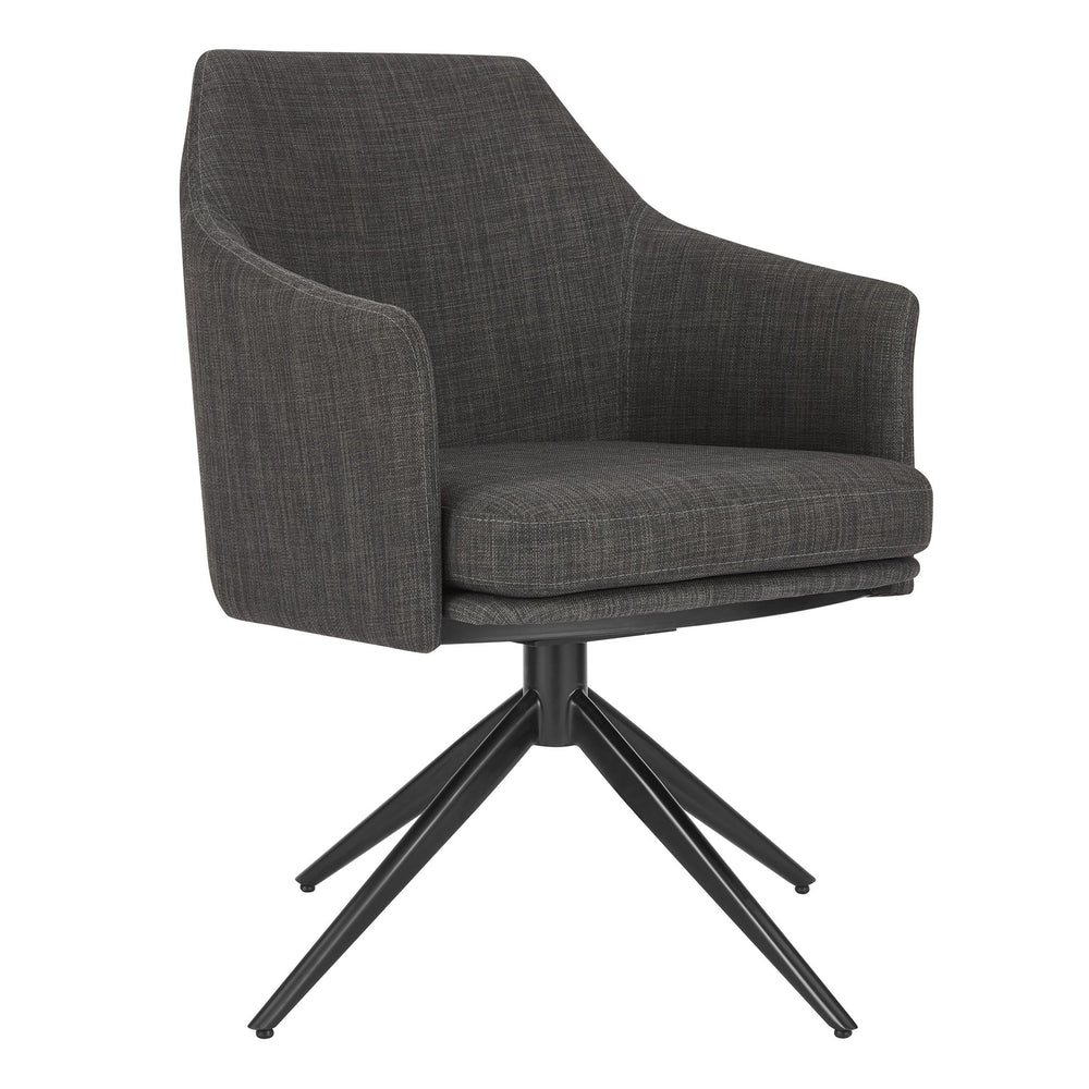 EE Test Vendor Signa Swivel Accent Chair Scandinavian Hygge Style Auto-return Steel Base for Modern Living Room Charcoal Fabric EETEST-38998-CHAR