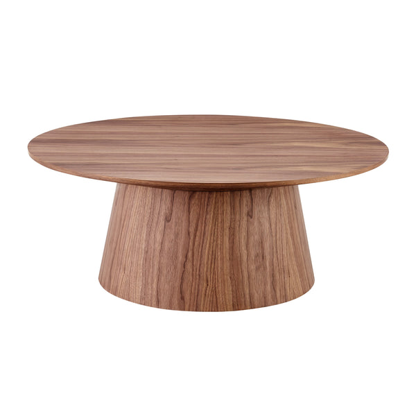 EE Test Vendor Wesley 36 Inch Round Coffee Table with Clean Silhouette and Sleek Finish for Living Rooms Walnut EETEST-39013WAL-KIT