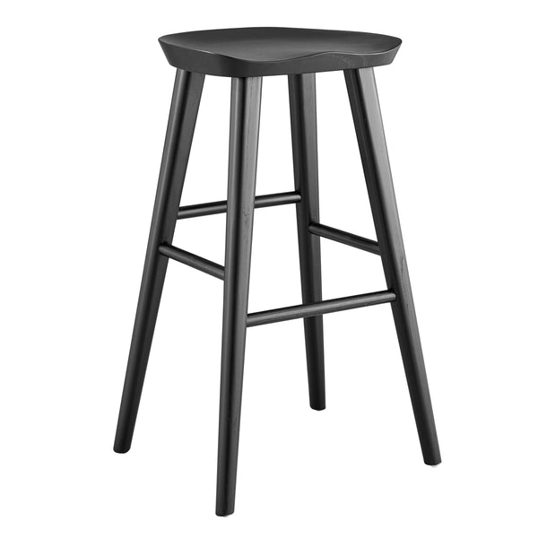 Vieno Solid Elm Wood Bar Stool Minimalist Handcrafted Seat for Kitchen and Dining Spaces