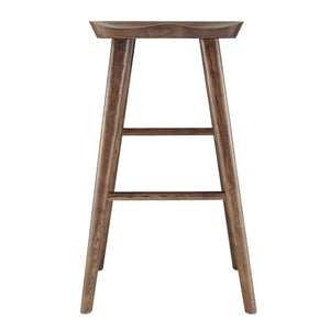 Vieno Solid Elm Wood Bar Stool Minimalist Handcrafted Seat for Kitchen and Dining Spaces