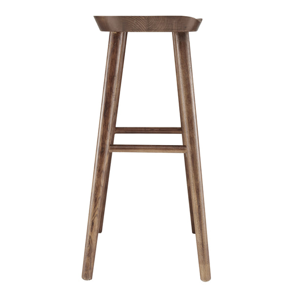 Vieno Solid Elm Wood Bar Stool Minimalist Handcrafted Seat for Kitchen and Dining Spaces