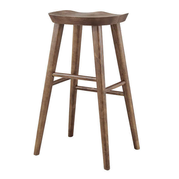 Vieno Solid Elm Wood Bar Stool Minimalist Handcrafted Seat for Kitchen and Dining Spaces