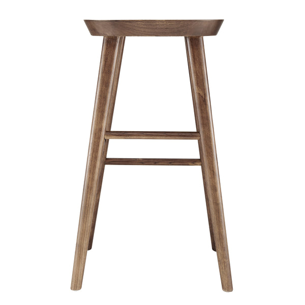 Vieno Solid Elm Wood Bar Stool Minimalist Handcrafted Seat for Kitchen and Dining Spaces
