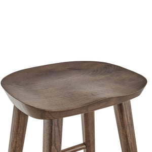 Vieno Solid Elm Wood Bar Stool Minimalist Handcrafted Seat for Kitchen and Dining Spaces