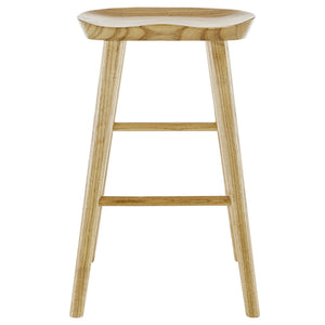 EE Test Vendor Vieno Solid Elm Wood Bar Stool Minimalist Handcrafted Seat for Kitchen and Dining Spaces Natural EETEST-39110