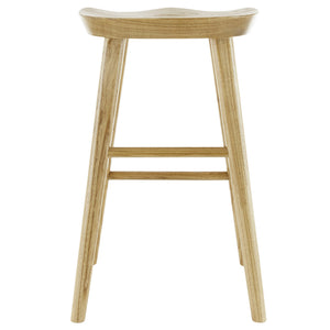 Vieno Solid Elm Wood Bar Stool Minimalist Handcrafted Seat for Kitchen and Dining Spaces