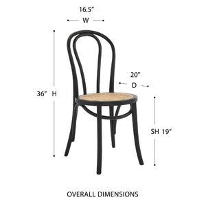 Marko Art Deco Bentwood Side Chairs with Woven Cane Seats for Stylish Dining Set of 2