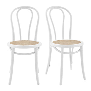 Marko Art Deco Bentwood Side Chairs with Woven Cane Seats for Stylish Dining Set of 2