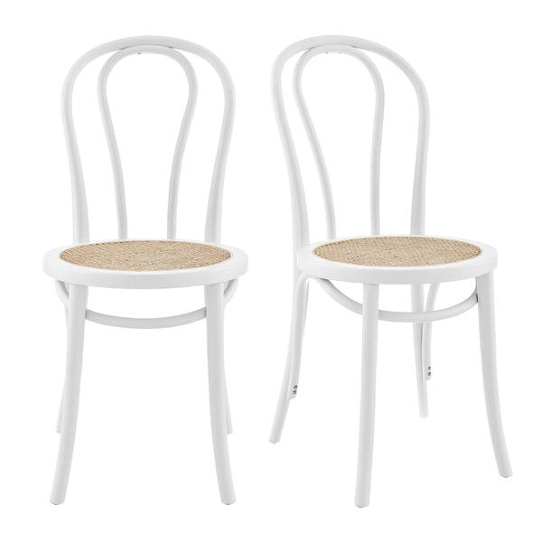 Marko Art Deco Bentwood Side Chairs with Woven Cane Seats for Stylish Dining Set of 2