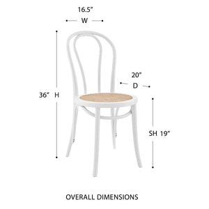Marko Art Deco Bentwood Side Chairs with Woven Cane Seats for Stylish Dining Set of 2