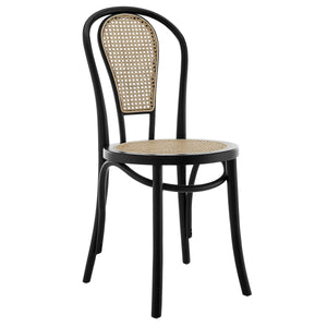 Liva Art Deco Bentwood Dining Chair with Cane Seat Elegant Wood Frame Set of 2