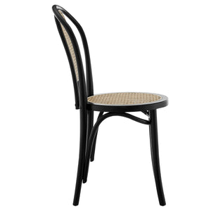 Liva Art Deco Bentwood Dining Chair with Cane Seat Elegant Wood Frame Set of 2
