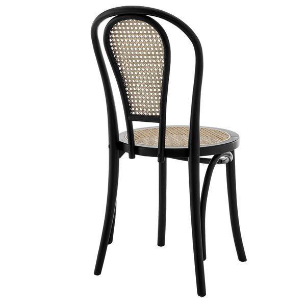 Liva Art Deco Bentwood Dining Chair with Cane Seat Elegant Wood Frame Set of 2
