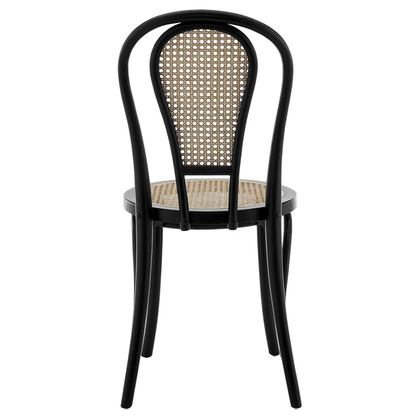 Liva Art Deco Bentwood Dining Chair with Cane Seat Elegant Wood Frame Set of 2
