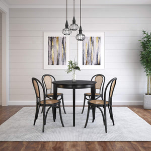 Liva Art Deco Bentwood Dining Chair with Cane Seat Elegant Wood Frame Set of 2