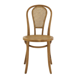 Liva Art Deco Bentwood Dining Chair with Cane Seat Elegant Wood Frame Set of 2