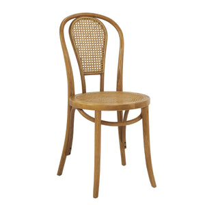 Liva Art Deco Bentwood Dining Chair with Cane Seat Elegant Wood Frame Set of 2