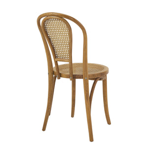 Liva Art Deco Bentwood Dining Chair with Cane Seat Elegant Wood Frame Set of 2