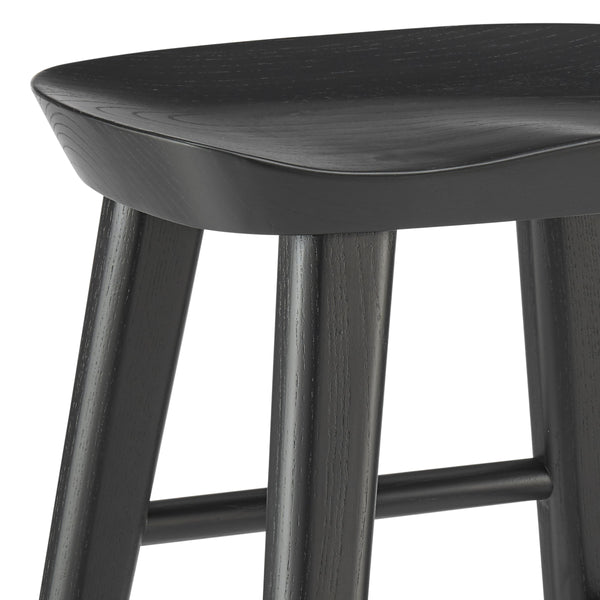 Vieno Solid Elm Wood Counter Stool Minimalist Design for Modern Bar and Kitchen Seating