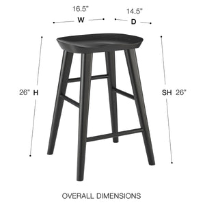 Vieno Solid Elm Wood Counter Stool Minimalist Design for Modern Bar and Kitchen Seating