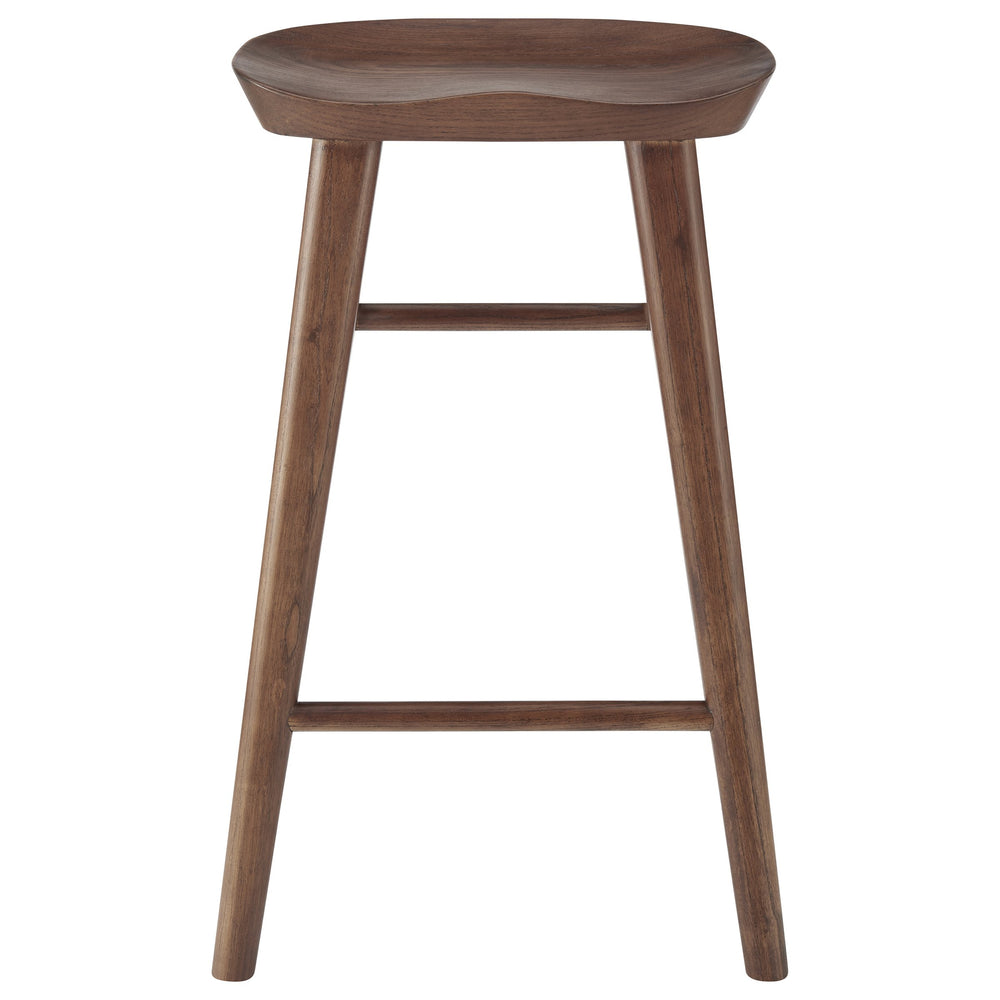 EE Test Vendor Vieno Solid Elm Wood Counter Stool Minimalist Design for Modern Bar and Kitchen Seating Walnut EETEST-39133-WAL