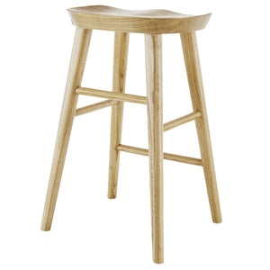 Vieno Solid Elm Wood Counter Stool Minimalist Design for Modern Bar and Kitchen Seating