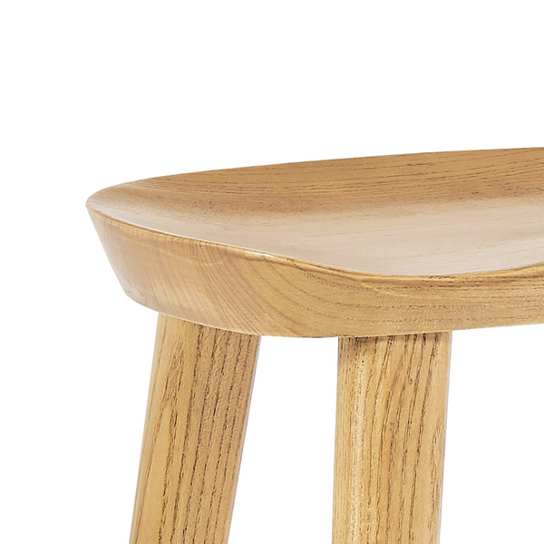 Vieno Solid Elm Wood Counter Stool Minimalist Design for Modern Bar and Kitchen Seating
