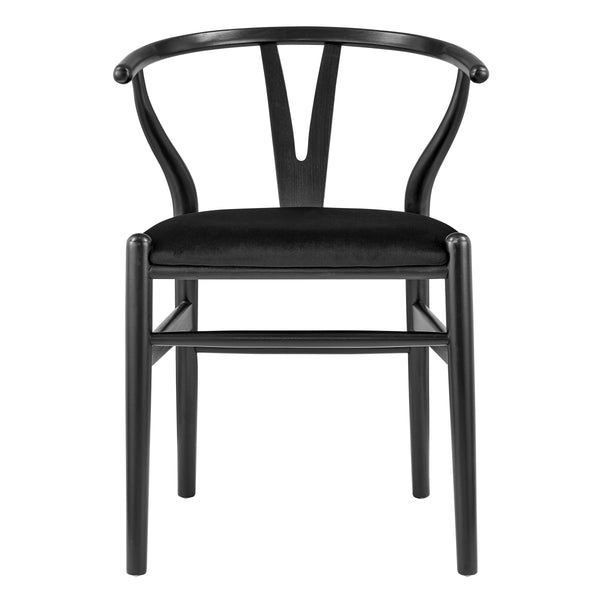 Evelina Solid Wood Dining Side Chair Set of 2 Mid-century Geometric Rush Seat Design