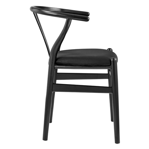 Evelina Solid Wood Dining Side Chair Set of 2 Mid-century Geometric Rush Seat Design