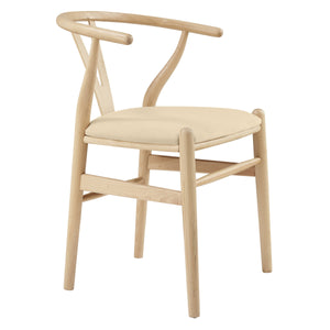 Evelina Solid Wood Dining Side Chair Set of 2 Mid-century Geometric Rush Seat Design