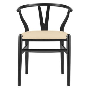 Evelina Solid Wood Dining Side Chair Set of 2 Mid-century Geometric Rush Seat Design