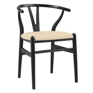 Evelina Solid Wood Dining Side Chair Set of 2 Mid-century Geometric Rush Seat Design