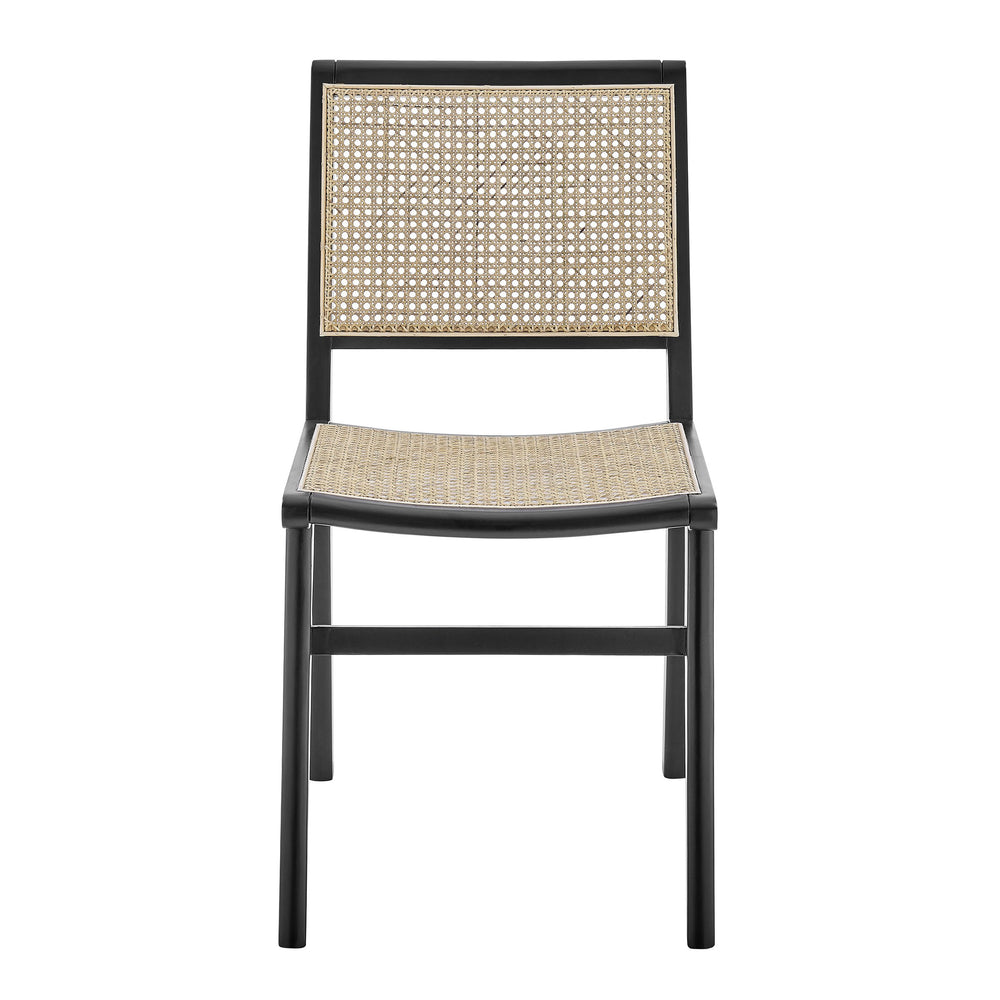 EE Test Vendor Joelle Solid Beech Wood Dining Chair with Woven Cane Seat for Eclectic Spaces EETEST-39182-BLK