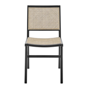 EE Test Vendor Joelle Solid Beech Wood Dining Chair with Woven Cane Seat for Eclectic Spaces EETEST-39182-BLK
