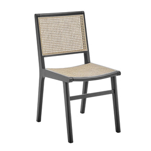 Joelle Solid Beech Wood Dining Chair with Woven Cane Seat for Eclectic Spaces
